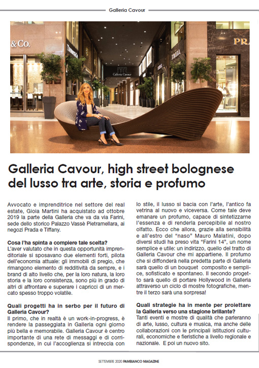 Galleria Cavour, high street bolognese del lusso tra arte, storia e profumo